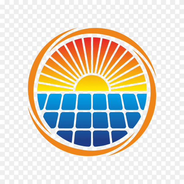 Abstract solar energy logo design on transparent background PNG