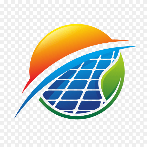 Abstract solar energy logo design template on transparent background PNG