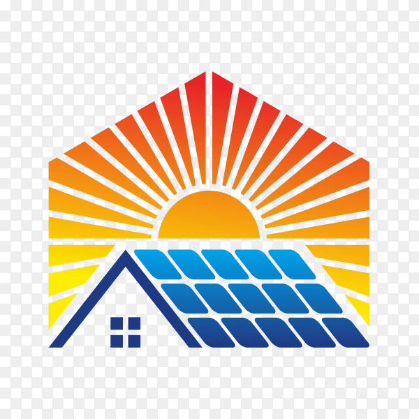 Abstract solar energy logo template on transparent background PNG