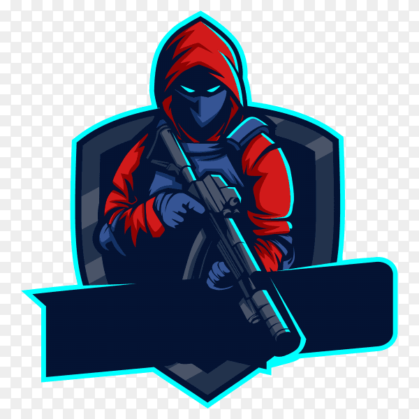 Army squad mascot esport logo design on transparent background PNG