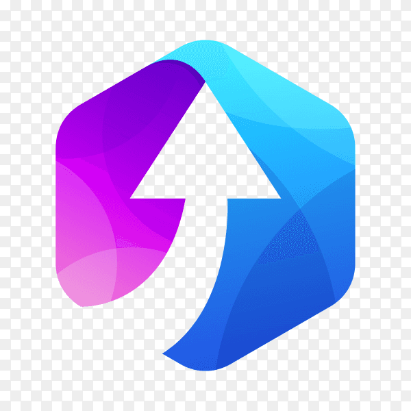 Arrow negative space logo on transparent background PNG