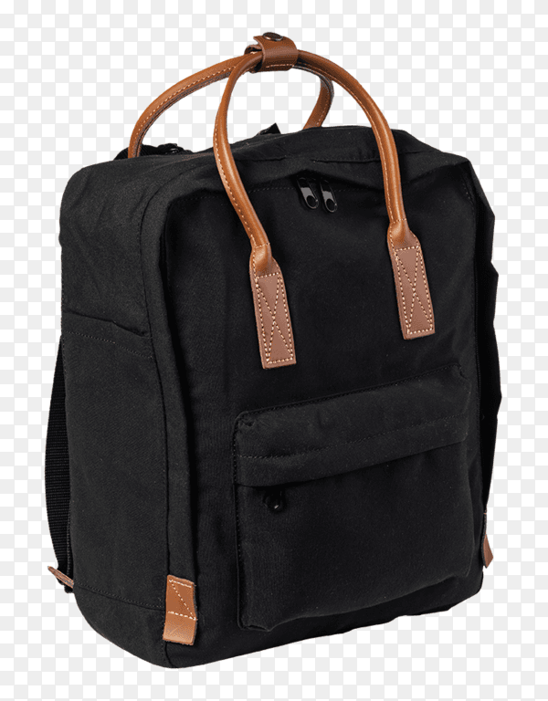 Black backpack on transparent background PNG