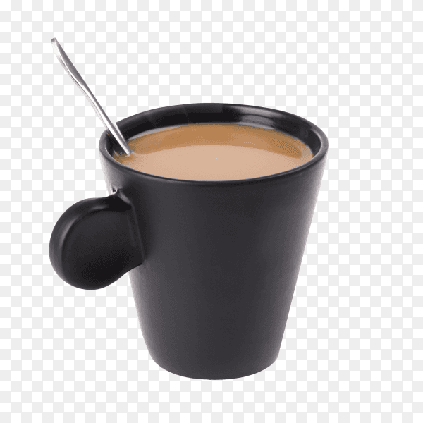 Black coffee bowl on transparent background PNG