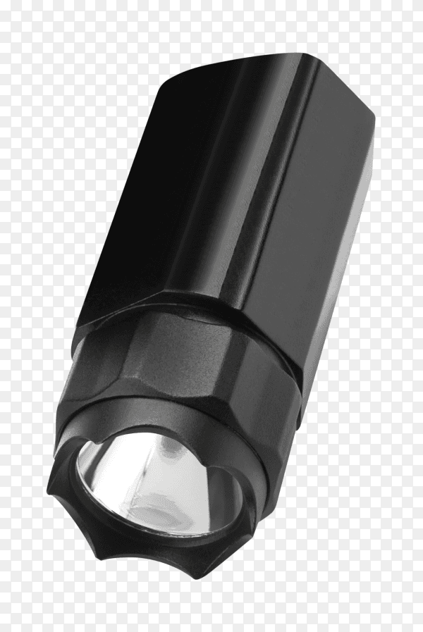 Black flashlight isolated on transparent background PNG