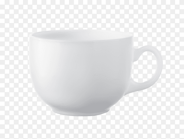 Blank white coffee cup on transparent background PNG