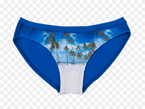 Blue shorts with a pattern isolated on transparent background PNG