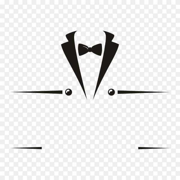 Bow tie tuxedo suit gentleman fashion tailor clothes vintage classic logo design on transparent background PNG