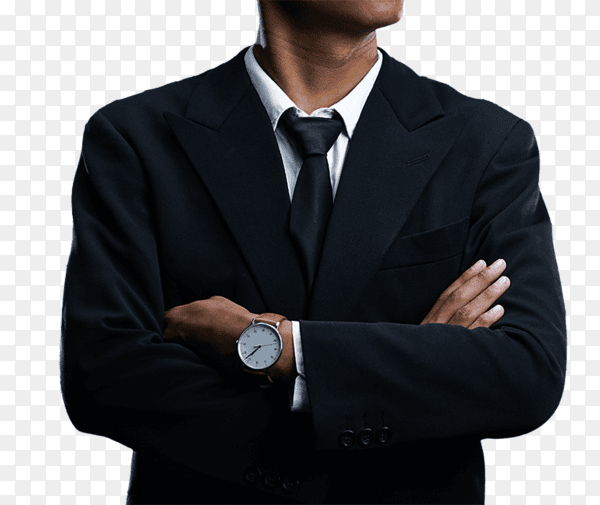 Businessman with arms crossed on transparent background PNG