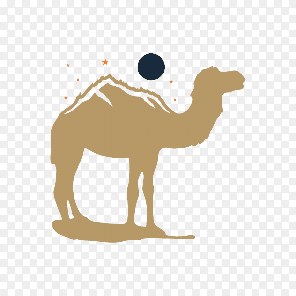 Camel and moon logo concept on transparent background PNG