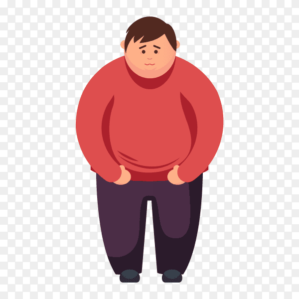 Cartoon Fat guy on transparent background PNG