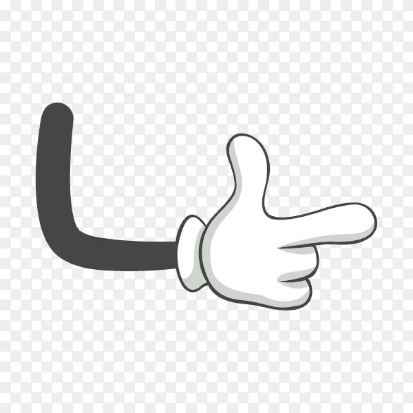 Cartoon comic hand isolated on transparent background PNG