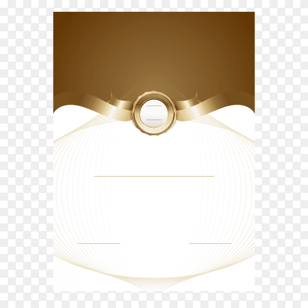 Certificate template with gold decorations on transparent background PNG