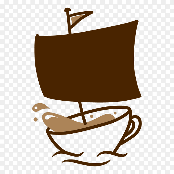 Coffee sailor cafe logo icon illustration on transparent background PNG