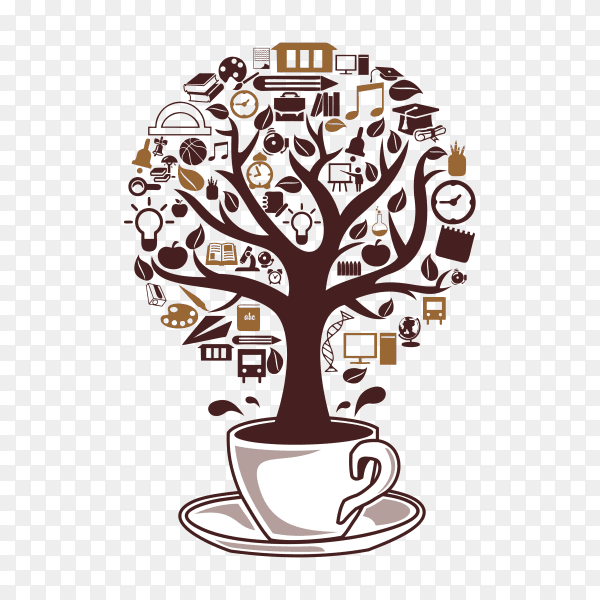Coffee tree design on transparent background PNG