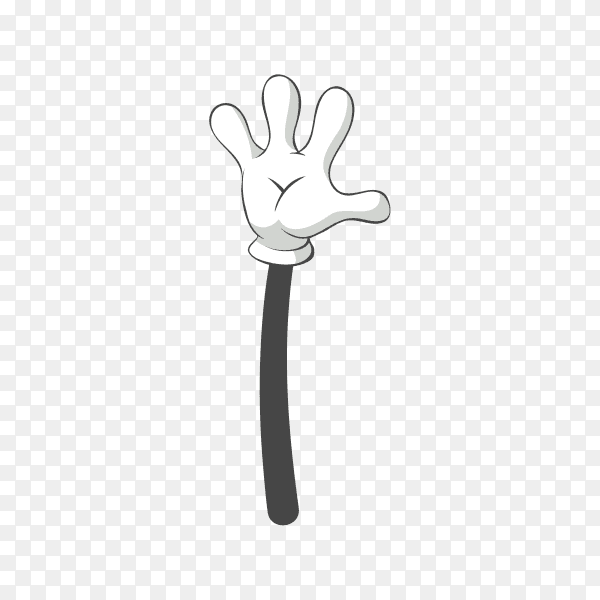 Cute arm in white glove on transparent background PNG