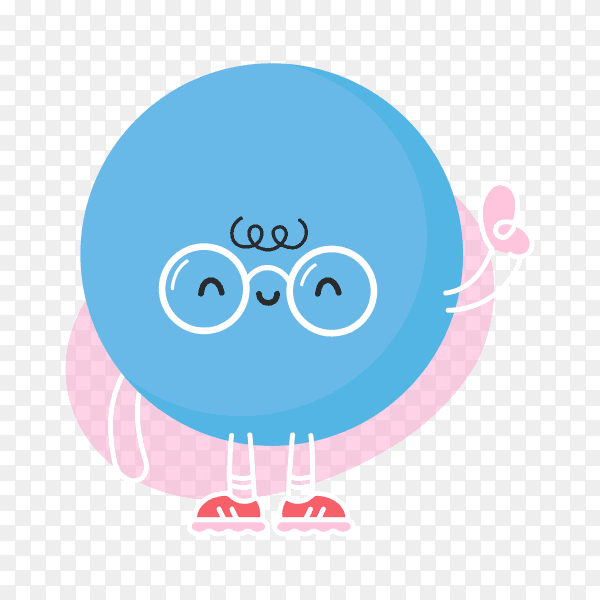 Cute funny blue ball on transparent background PNG