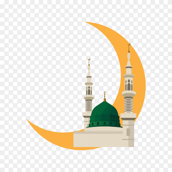 Decorative Ramadan Kareem with mosque on transparent background PNG