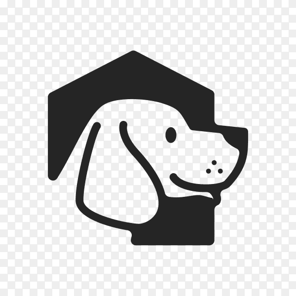 Dog house hipster vintage logo icon illustration on transparent background PNG