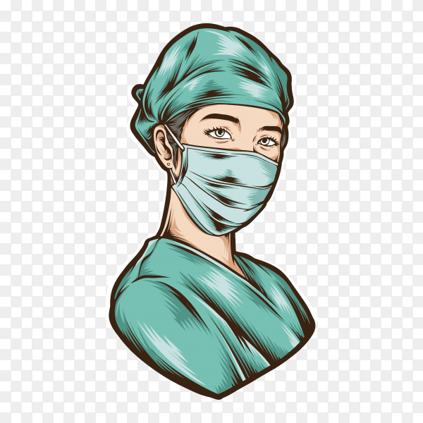 Female nurse wear medical uniform on transparent background PNG