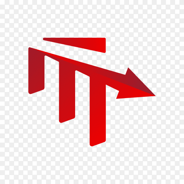 Finance chart logo in red color on transparent background PNG