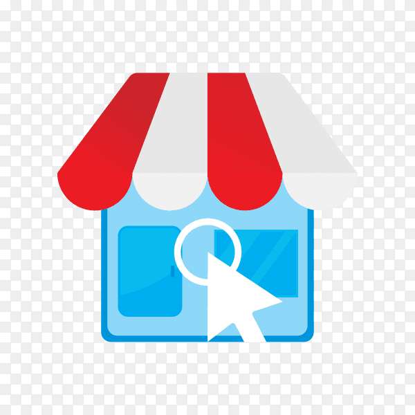 Flat design online shop logo on transparent background PNG