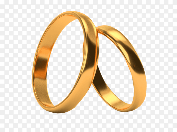 Golden Engagement rings on transparent background PNG