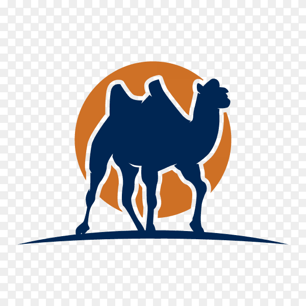 Hand drawn Arabic camel logo design template on transparent background PNG