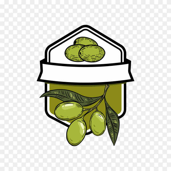 Hand drawn Olive oil logo design on transparent background PNG