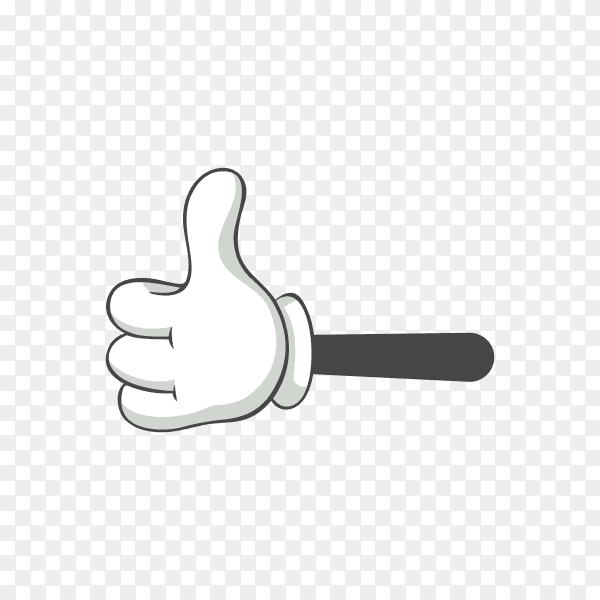 Hand drawn cartoon hand in white gloves on transparent background PNG