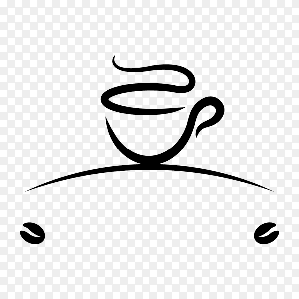 Hand drawn coffee logo design on transparent background PNG