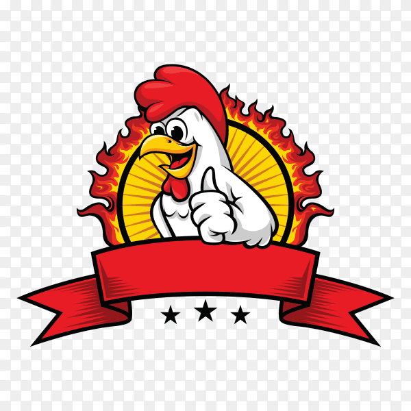 Happy chicken for restaurant logo on transparent background PNG