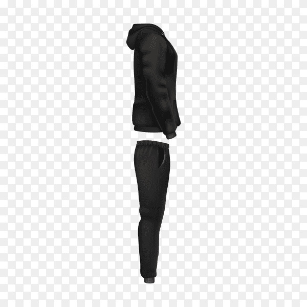 Hoodie and pants in black men's sportswear isolated on transparent background PNG