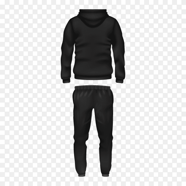 Hoodie and pants in black men's sportswear on transparent background PNG