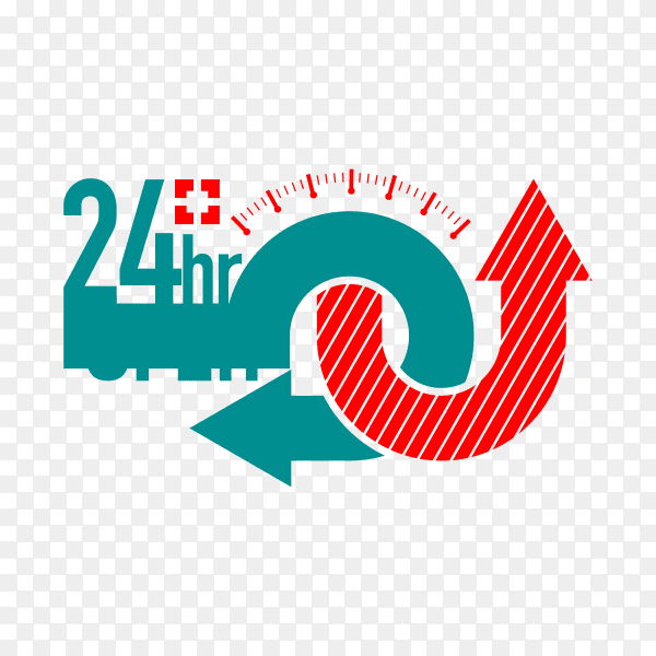 Hours service everyday concept label on transparent background PNG