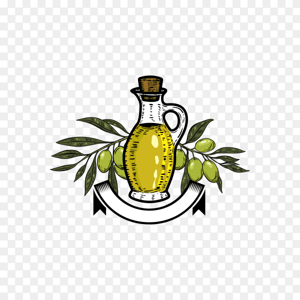 Illustration of Olive oil logo on transparent background PNG