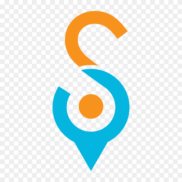 Initial s logo design in orange and blue color on transparent background PNG