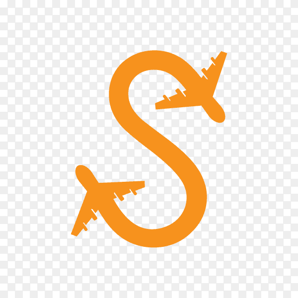 Initial s logo with travel in orange color on transparent background PNG