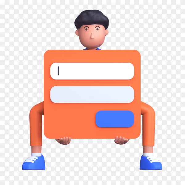 Man holding login form as a login here on transparent background PNG