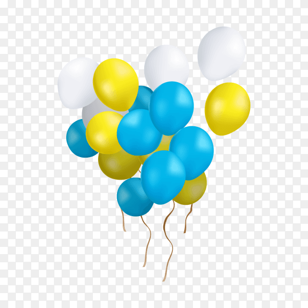 Multi colored balloons group isolated on transparent background PNG