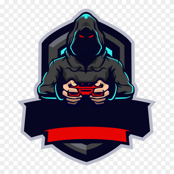 Mysterious gamer esport mascot logo design on transparent background PNG