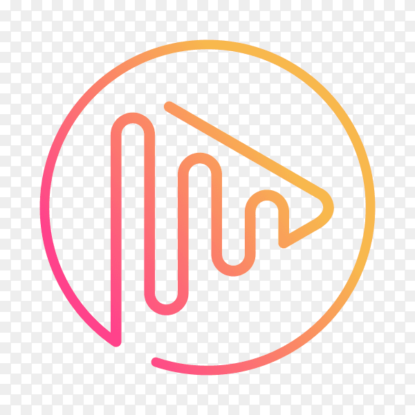Play music logo with line art gradient style on transparent background PNG
