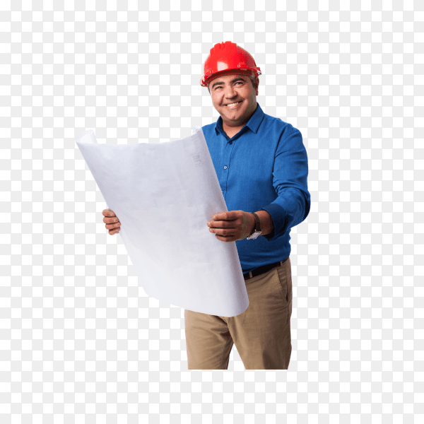 Portrait architect thinking about his project on transparent background PNG