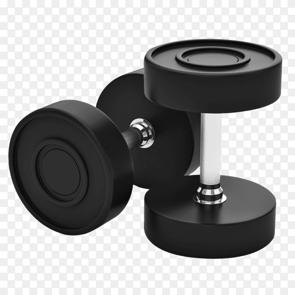 Professional urethane covered dumbbells isolated on transparent background PNG