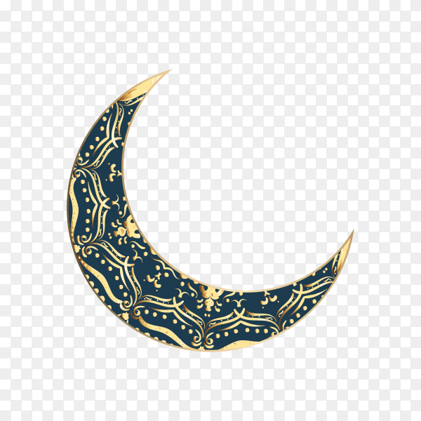 Ramadan Kareem festival banner with crescent moon on transparent background PNG