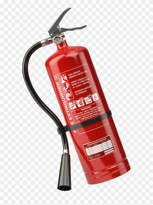 Realistic fire extinguisher isolated on transparent background PNG
