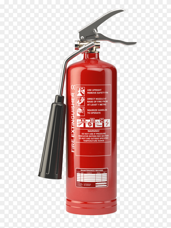 Red fire extinguisher isolated on transparent background PNG