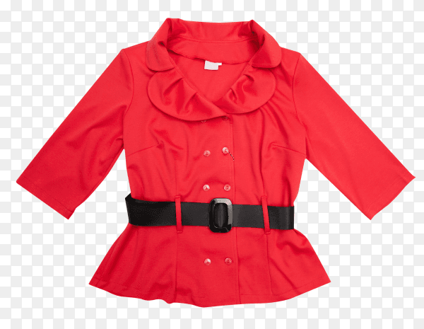 Red jacket for women on transparent background PNG