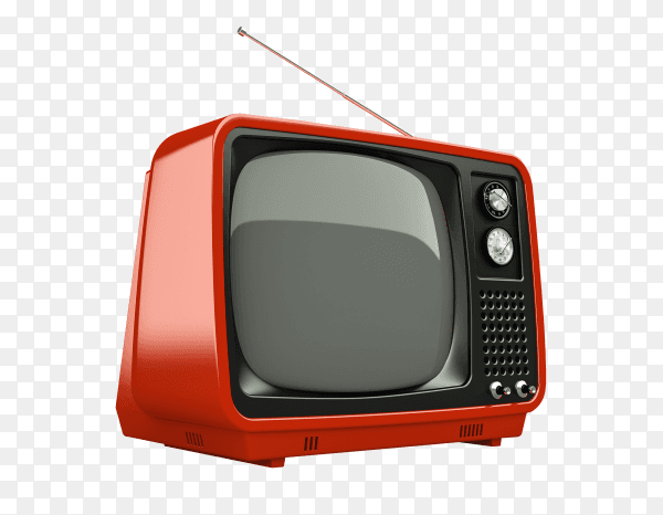 Retro old red TV on transparent background PNG