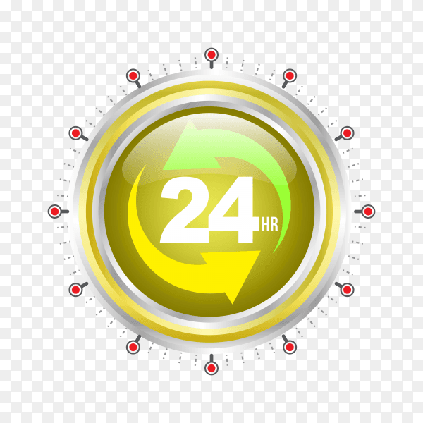 Service assistance label with clock isolated on transparent background PNG