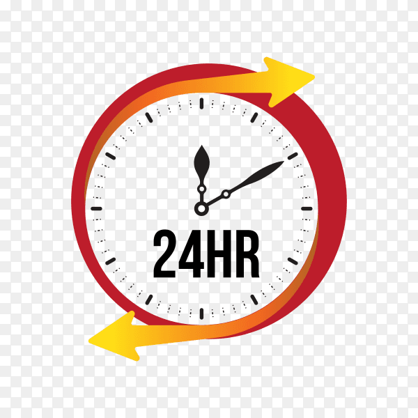 Service assistance label with clock premium vector PNG